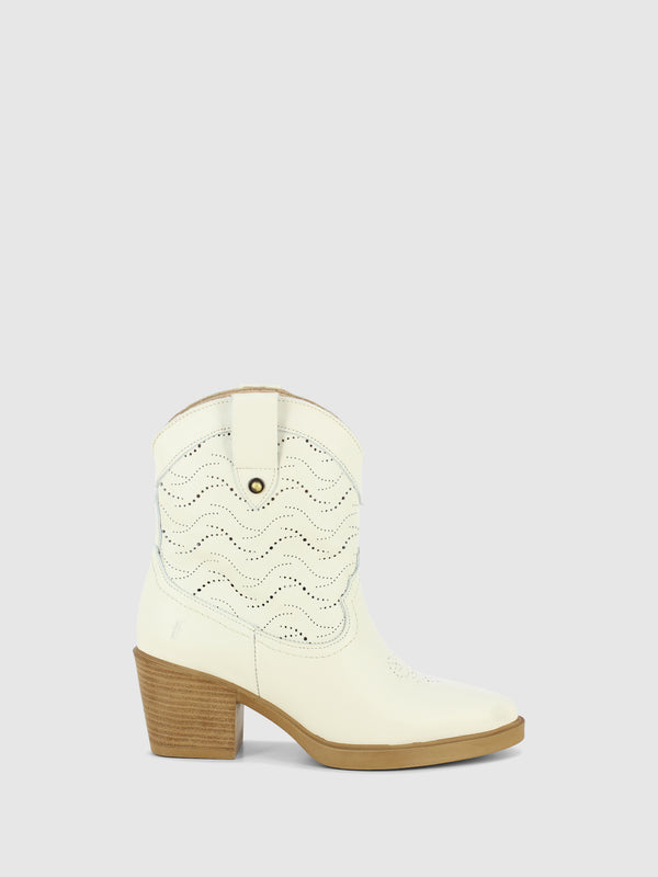Botins Texanas em Branco Cru